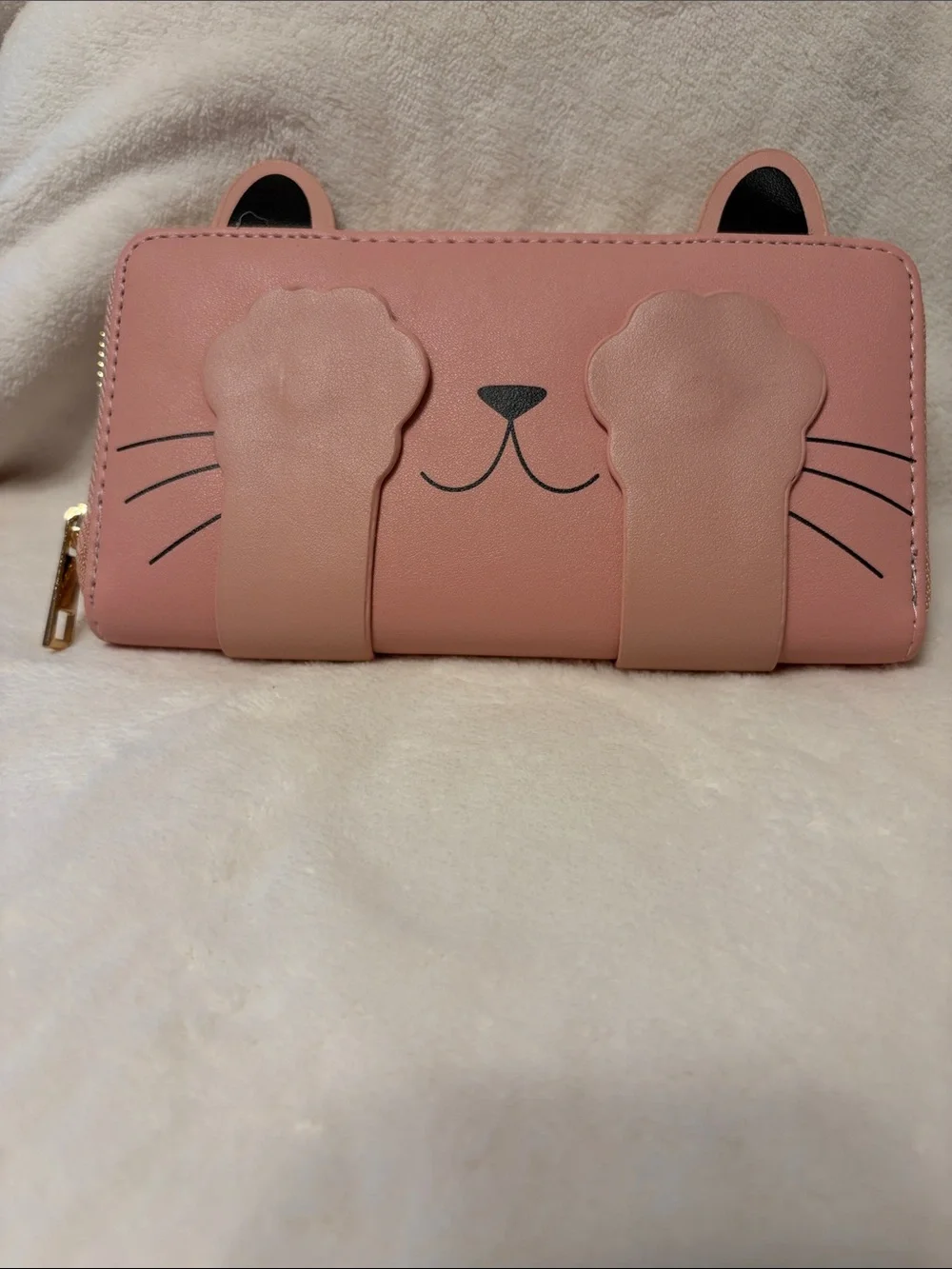 Cute Pink Cat Zip-Around Wallet - Women